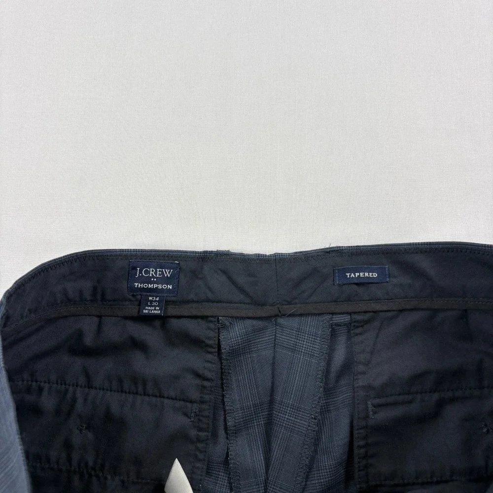 J Crew Thompson Pants Mens 34x32 (Fits 34x30) Plaid Wool Blend Slacks Tapered